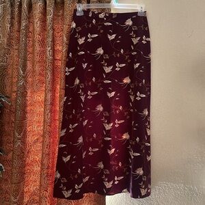 Vintage High Waist Floral Midi A-line Skirt